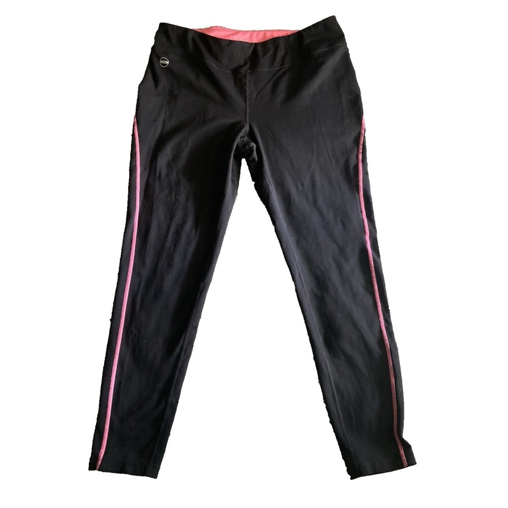 Lauren Ralph Lauren Active Leggings Womens Large Black Pink Yoga Pants Pull On